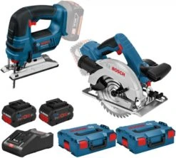Bosch Professional GST18V-LiB + GKS18V-57G Decoupeerzaag + Cirkelzaag | 18V 8,0Ah ProCore | L-Boxx [06015A6101 + 06016A2101]