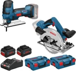 Bosch Professional GST18V-LiS + GKS18V-57G Decoupeerzaag + Cirkelzaag | 18V 8,0Ah ProCore | L-Boxx [06015A5101 + 06016A2101]