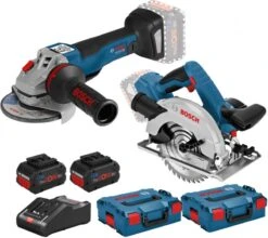 Bosch Professional GWS18V-10PC+GKS18V-57G Haakse Slijper + Cirkelzaag | 18V 8,0Ah ProCore | L-Boxx [06019G3E0B + 06016A2101]