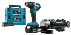 Makita DLX2190TJ1 Combiset | Accuboor + Haakse Slijper | 18V 5,0Ah | +2x M-Box [DDF484 + DGA504]